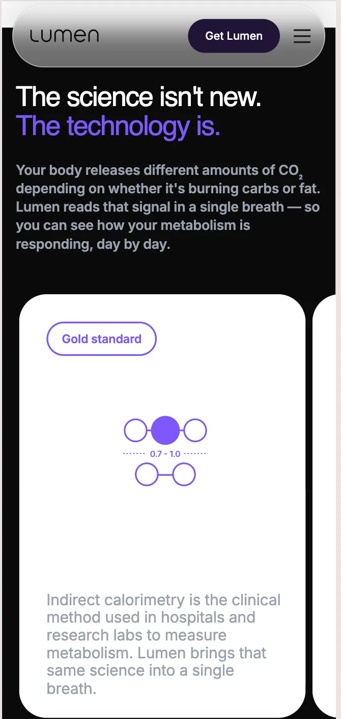 Lumen mobile page: the science isn't new, the technology is